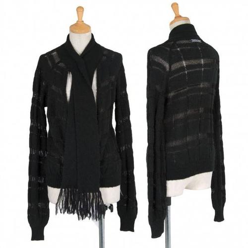 paul 高缇耶马海毛混合衣领围巾设计透明边框长袖针织黑色 xs产品代码